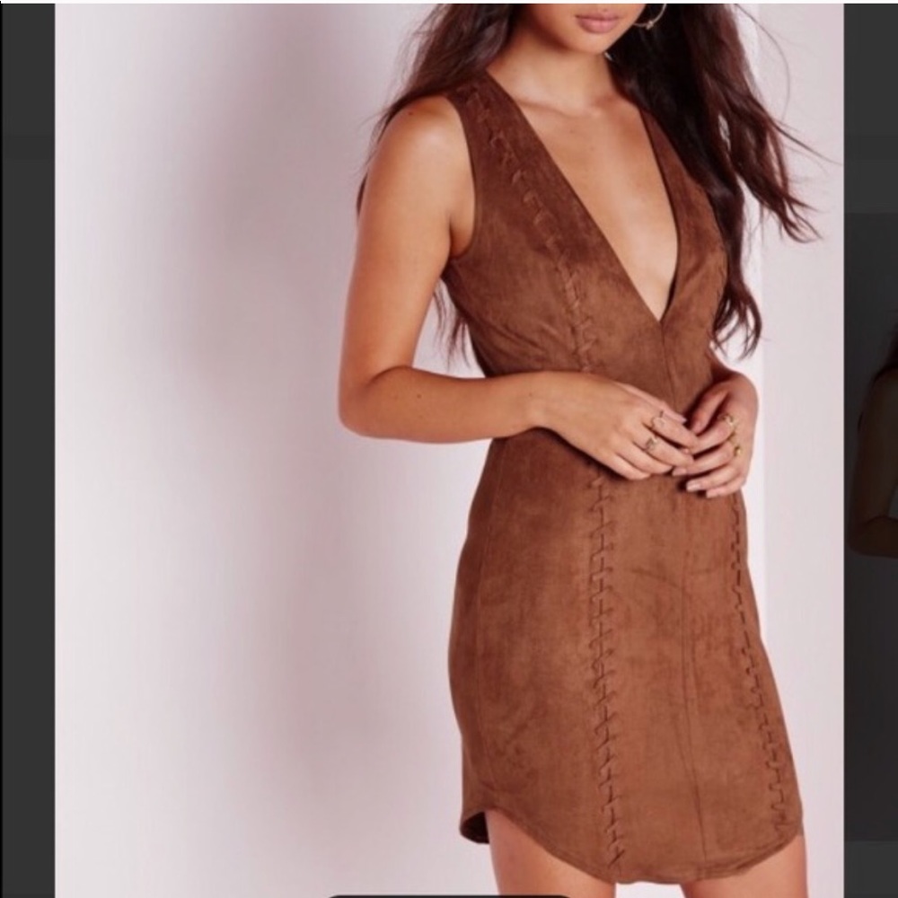 MISSGUIDED tan suede dress